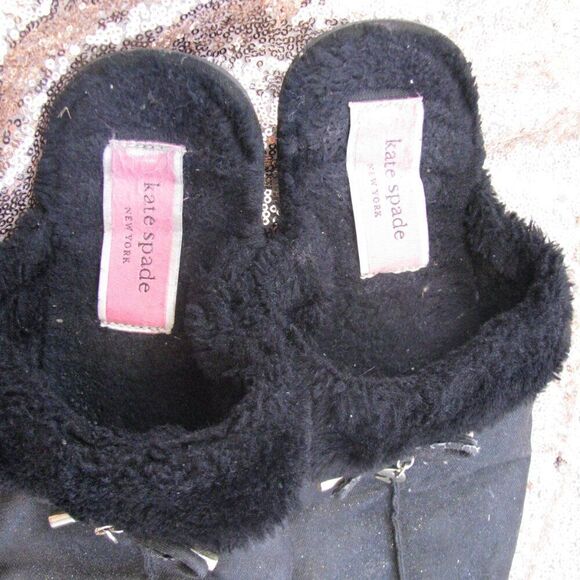 Kate Spade fuzzy house slippers L - Picture 3 of 8